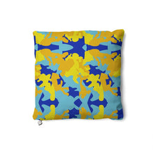 Cargar imagen en el visor de la galería, Yellow Blue Neon Camouflage Pillows Set by The Photo Access
