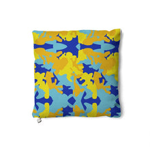 Load image into Gallery viewer, Yellow Blue Neon Camouflage Pillows Set by The Photo Access
