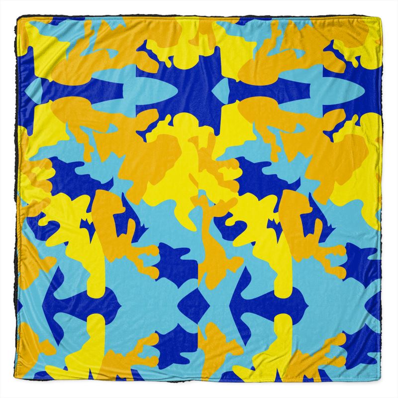 Yellow Blue Neon Camouflage Throw by The Photo Access