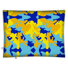 Cargar imagen en el visor de la galería, Yellow Blue Neon Camouflage Floor Cushions by The Photo Access
