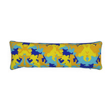 将图片加载到图库查看器，Yellow Blue Neon Camouflage Bolster Cushion by The Photo Access
