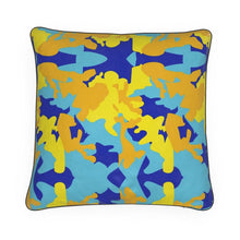 Load image into Gallery viewer, Yellow Blue Neon Camouflage Luxury Pillows by The Photo Access
