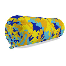 Load image into Gallery viewer, Yellow Blue Neon Camouflage Big Bolster Cushion by The Photo Access
