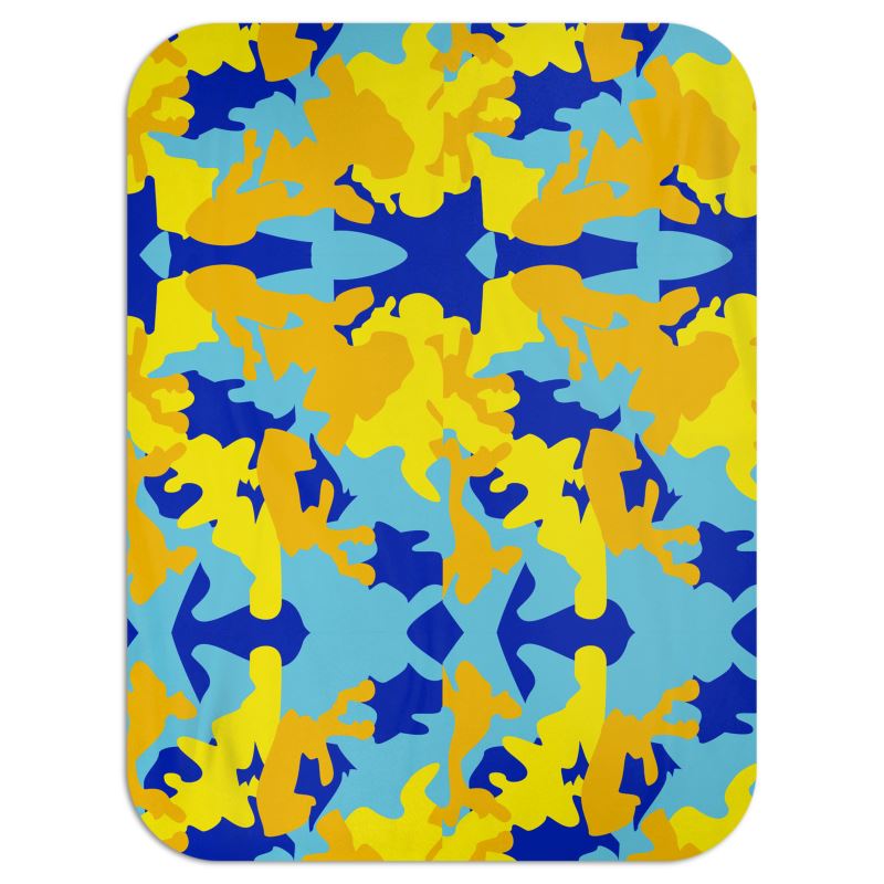 Yellow Blue Neon Camouflage Single Layer Blankets by The Photo Access