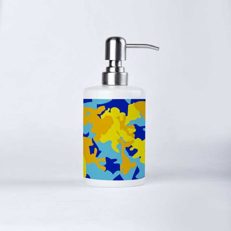 Yellow Blue Neon Camouflage Soap Dispenser by The Photo Access