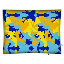 Load image into Gallery viewer, Yellow Blue Neon Camouflage Floor Cushion Covers by The Photo Access
