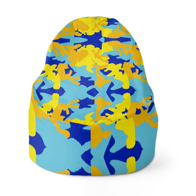 Yellow Blue Neon Camouflage Bean Bag Cover by The Photo Access
