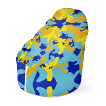 Cargar imagen en el visor de la galería, Yellow Blue Neon Camouflage Bean Bag Cover by The Photo Access
