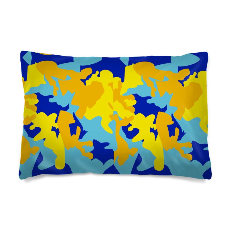 Yellow Blue Neon Camouflage Pillow Cases sizes by The Photo Access