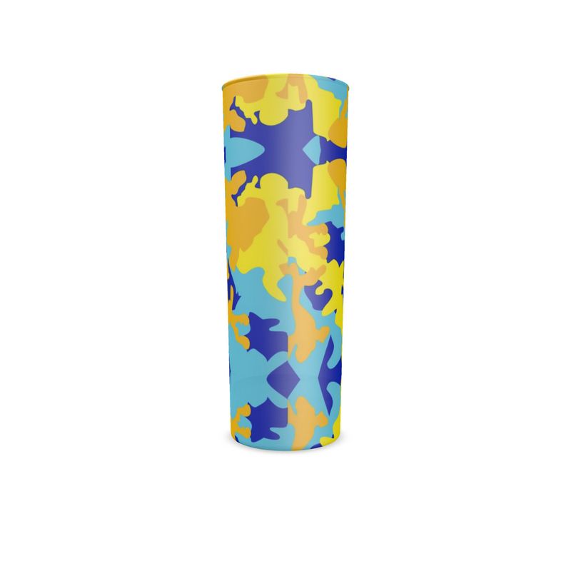 Yellow Blue Neon Camouflage Hi-Ball Water Glass by The Photo Access