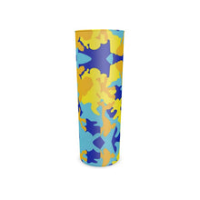 Load image into Gallery viewer, Yellow Blue Neon Camouflage Hi-Ball Water Glass by The Photo Access
