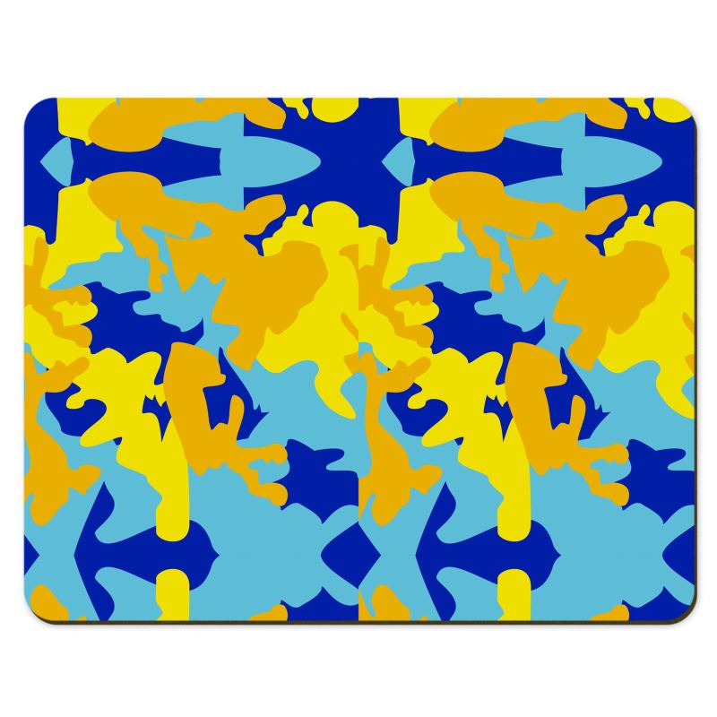 Yellow Blue Neon Camouflage Placemats by The Photo Access