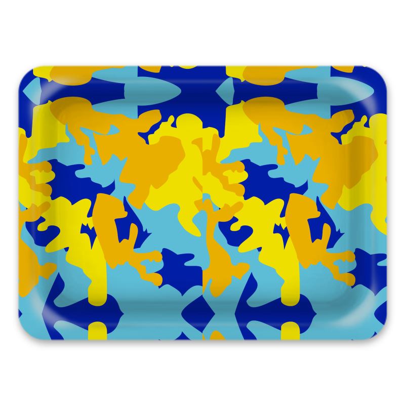 Yellow Blue Neon Camouflage Serving Trays by The Photo Access