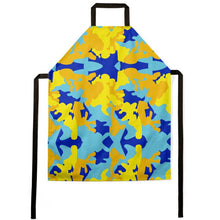 Load image into Gallery viewer, Yellow Blue Neon Camouflage Aprons by The Photo Access
