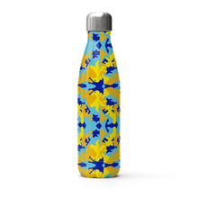 गैलरी व्यूवर में इमेज लोड करें, Yellow Blue Neon Camouflage Stainless Steel Thermal Bottle by The Photo Access
