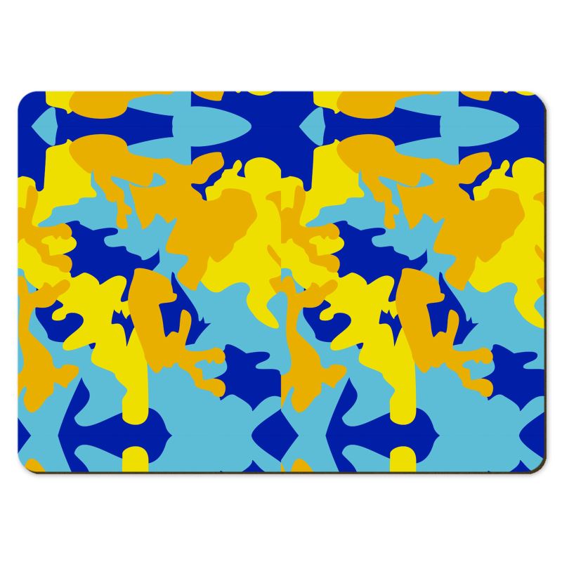 Yellow Blue Neon Camouflage Large Placemats by The Photo Access