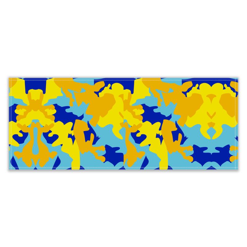 Yellow Blue Neon Camouflage Table Runner by The Photo Access