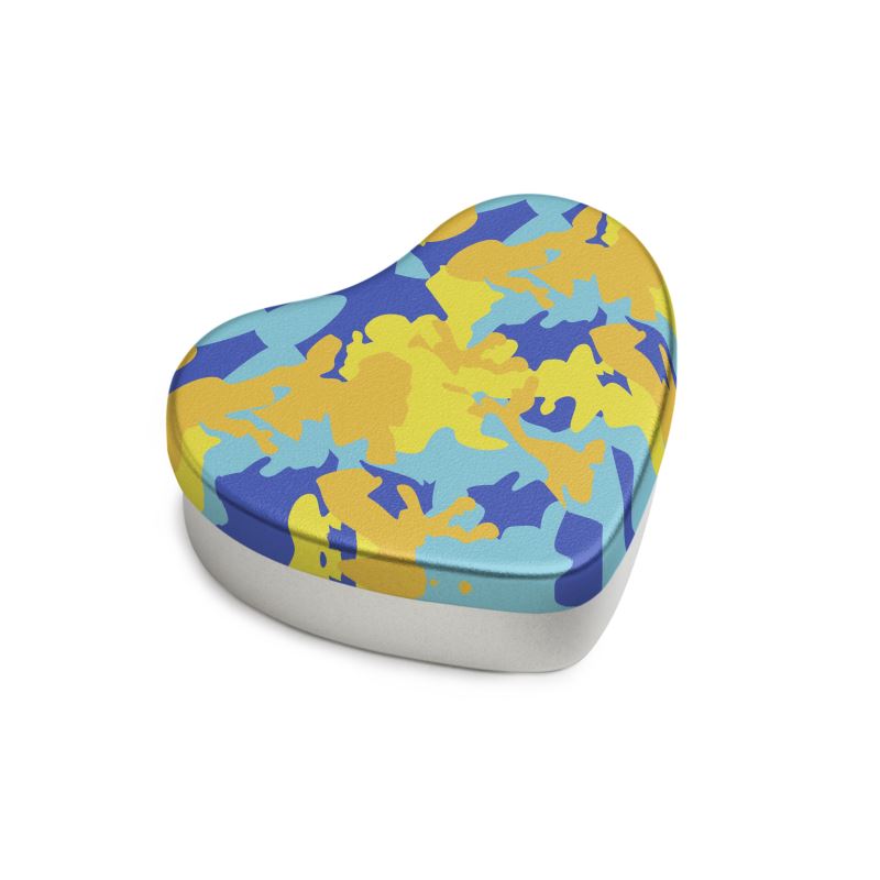 Yellow Blue Neon Camouflage Sweet Heart Tin by The Photo Access