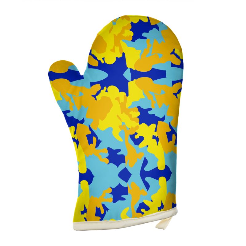 Yellow Blue Neon Camouflage Oven Glove by The Photo Access