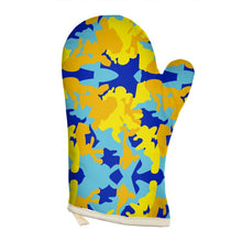 将图片加载到图库查看器，Yellow Blue Neon Camouflage Oven Glove by The Photo Access
