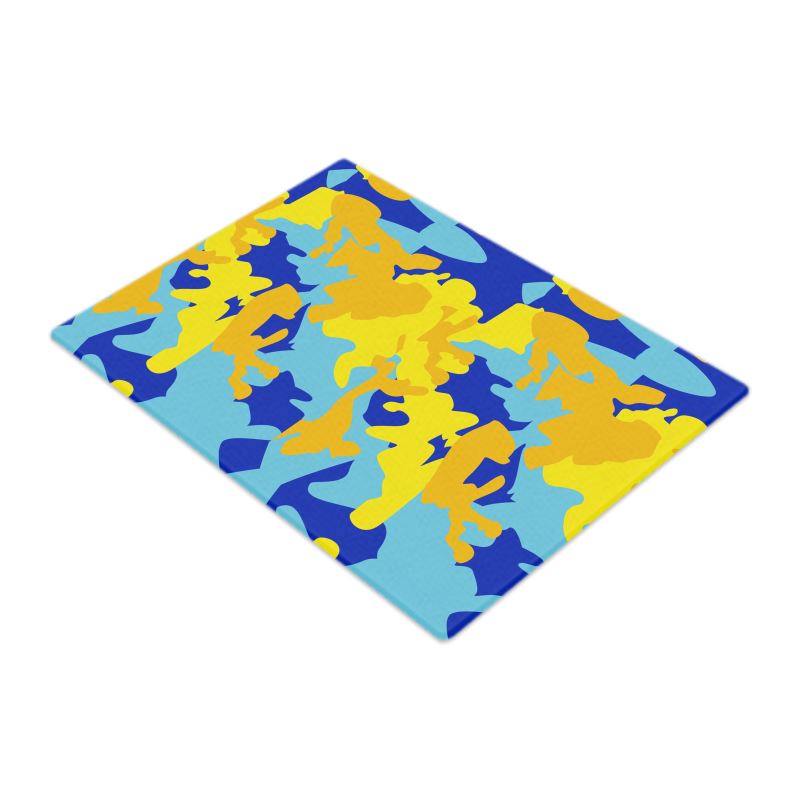 Yellow Blue Neon Camouflage Glass Chopping Boards by The Photo Access