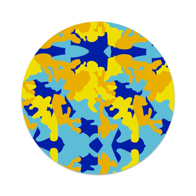 Yellow Blue Neon Camouflage Serving Platter by The Photo Access