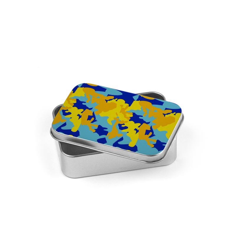 Yellow Blue Neon Camouflage Silver Tin by The Photo Access