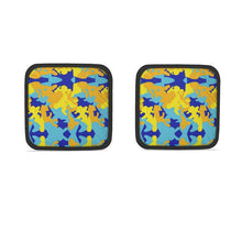 Cargar imagen en el visor de la galería, Yellow Blue Neon Camouflage Hot Dish Pads by The Photo Access
