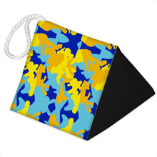 Load image into Gallery viewer, Yellow Blue Neon Camouflage Door Stopper by The Photo Access
