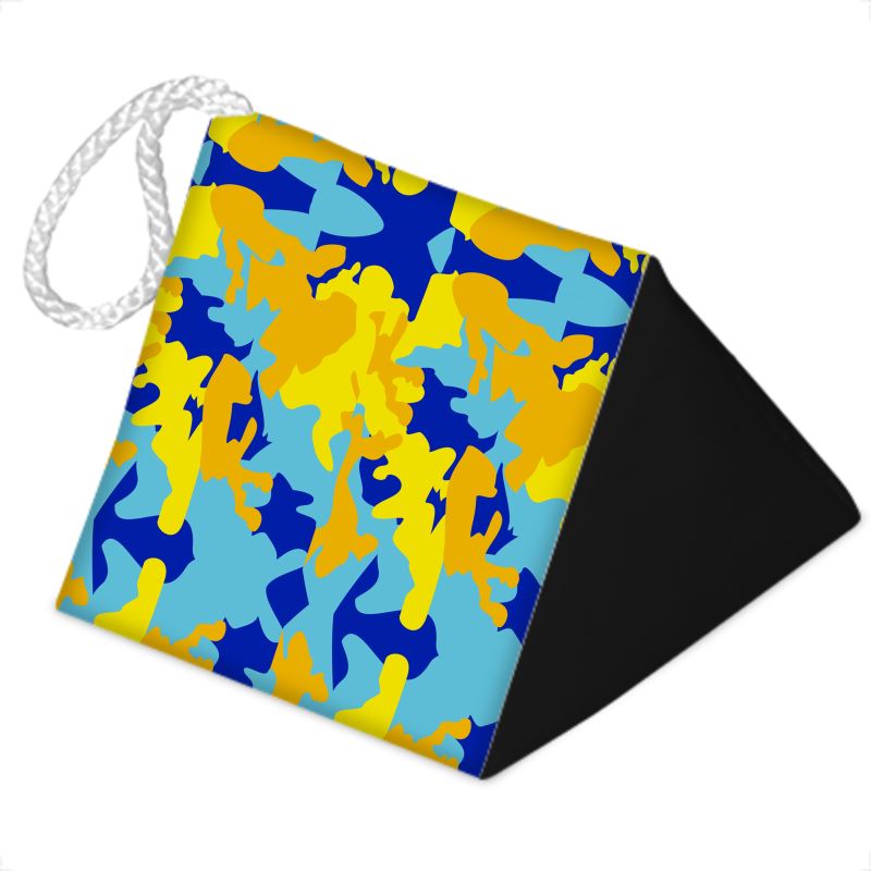 Yellow Blue Neon Camouflage Door Stopper by The Photo Access
