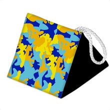 Load image into Gallery viewer, Yellow Blue Neon Camouflage Door Stopper by The Photo Access
