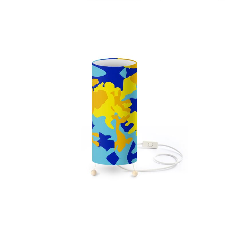 Yellow Blue Neon Camouflage Standing Lamp by The Photo Access