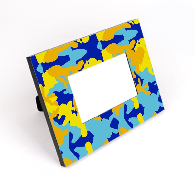 Yellow Blue Neon Camouflage Cut-Out Frame by The Photo Access