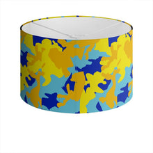 Load image into Gallery viewer, Yellow Blue Neon Camouflage Drum Lamp Shade by The Photo Access
