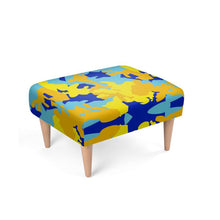 Load image into Gallery viewer, Yellow Blue Neon Camouflage Footstool by The Photo Access
