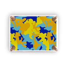 Cargar imagen en el visor de la galería, Yellow Blue Neon Camouflage Footstool by The Photo Access
