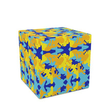 Load image into Gallery viewer, Yellow Blue Neon Camouflage Cube by The Photo Access
