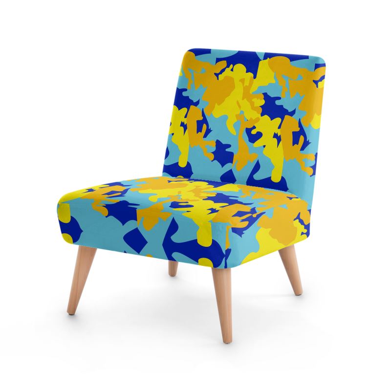 Yellow Blue Neon Camouflage Occasional Chair by The Photo Access