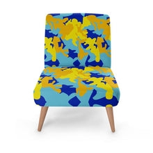 Cargar imagen en el visor de la galería, Yellow Blue Neon Camouflage Occasional Chair by The Photo Access
