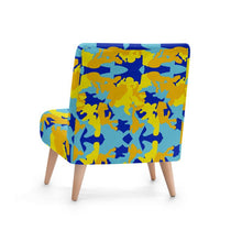 Cargar imagen en el visor de la galería, Yellow Blue Neon Camouflage Occasional Chair by The Photo Access
