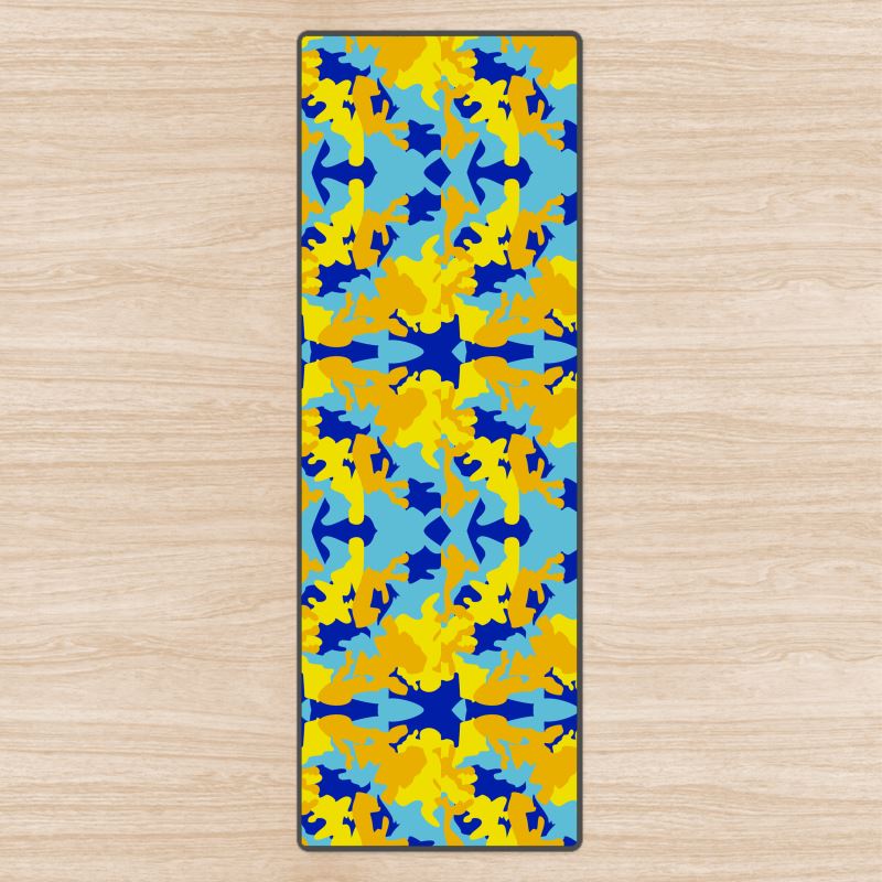 Yellow Blue Neon Camouflage Yoga Mat by The Photo Access