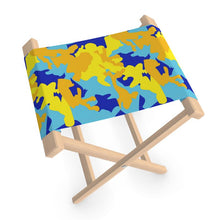 Cargar imagen en el visor de la galería, Yellow Blue Neon Camouflage Folding Stool Chair by The Photo Access
