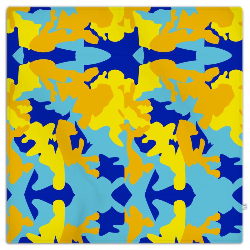 Yellow Blue Neon Camouflage Picnic Blanket by The Photo Access