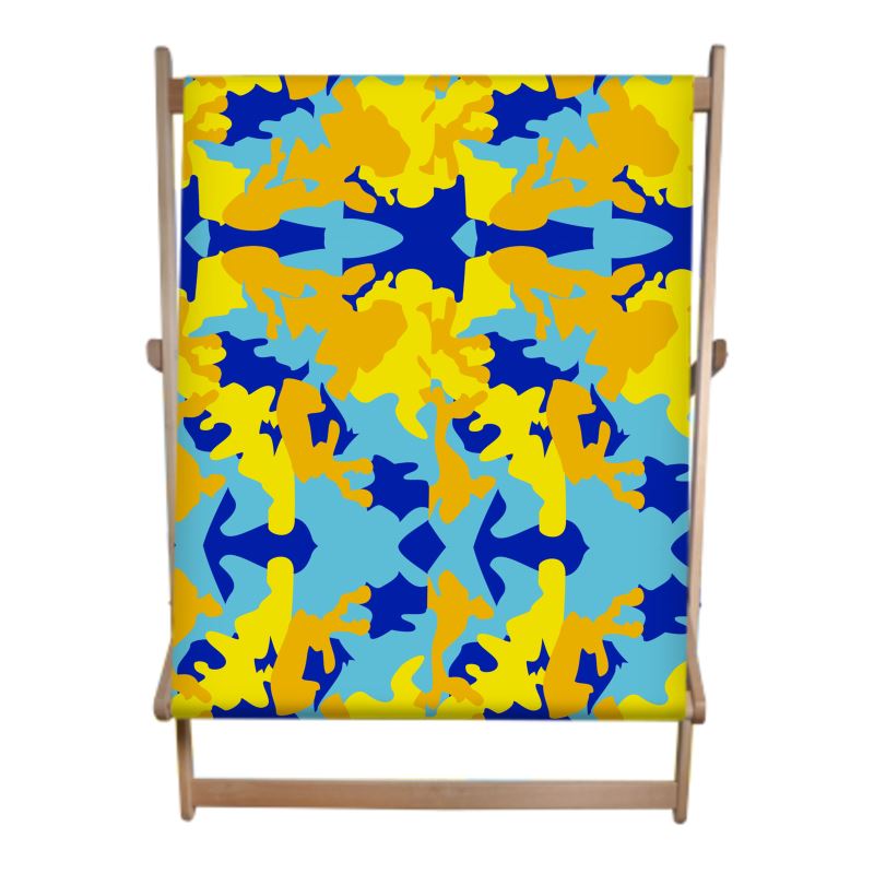 Yellow Blue Neon Camouflage Double Deckchair by The Photo Access