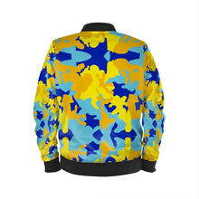 Load image into Gallery viewer, Yellow Blue Neon Camouflage Mens Bomber Jacket by The Photo Access
