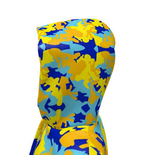 Загрузить изображение в средство просмотра галереи, Yellow Blue Neon Camouflage Womens Hooded Rain Mac by The Photo Access
