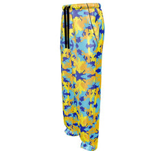 Cargar imagen en el visor de la galería, Yellow Blue Neon Camouflage Mens Silk Pajama Bottoms by The Photo Access

