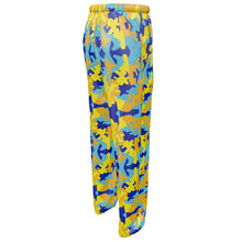 गैलरी व्यूवर में इमेज लोड करें, Yellow Blue Neon Camouflage Mens Silk Pajama Bottoms by The Photo Access
