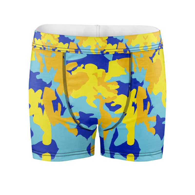 Yellow Blue Neon Camouflage Cut & Sew Boxer Briefs by The Photo Access