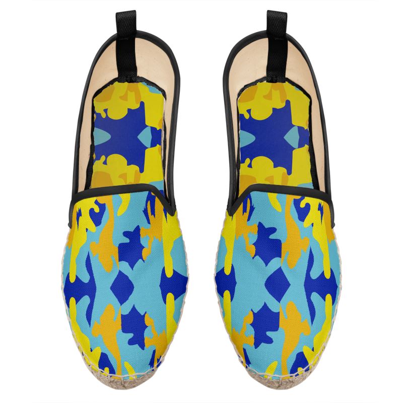 Yellow Blue Neon Camouflage Loafer Espadrilles by The Photo Access